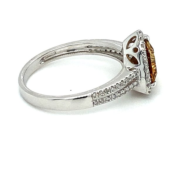 Orange Tourmaline 1.40ct Diamonds Platinum Ring - Picture 3 of 7